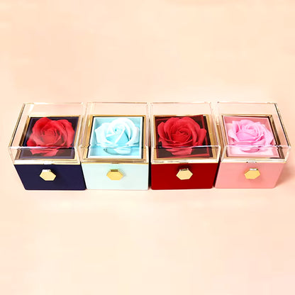 1PC Rotating Eternal Rose Flower Jewelry Box 