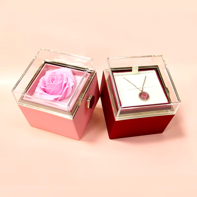 1PC Rotating Eternal Rose Flower Jewelry Box 