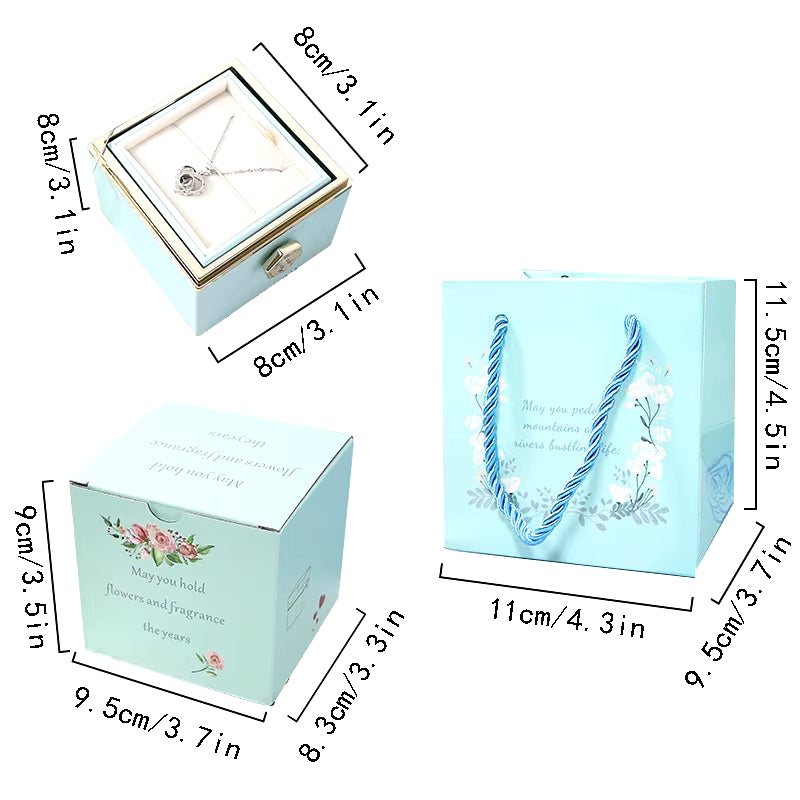 1PC Rotating Eternal Rose Flower Jewelry Box 