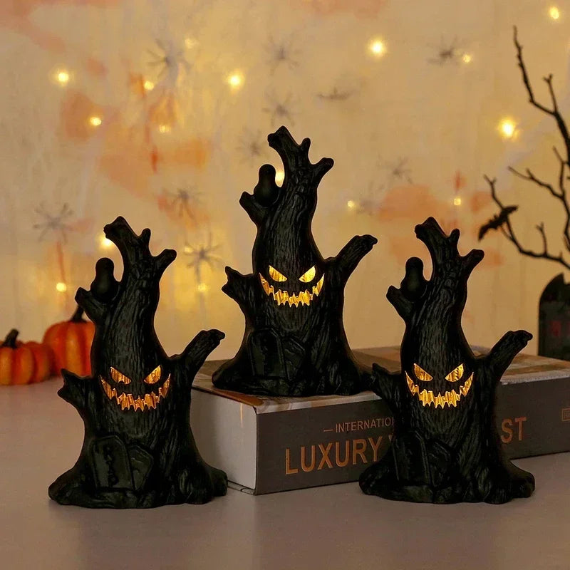 Spooky LED Ghost Tree Lamp - Halloween Home Decoration & Horror Props