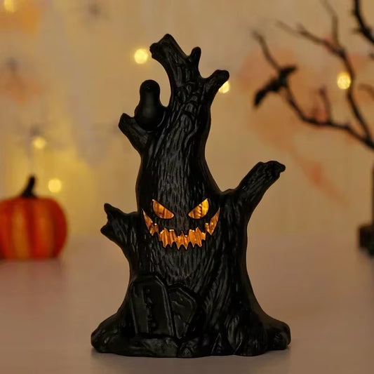 Spooky LED Ghost Tree Lamp - Halloween Home Decoration & Horror Props